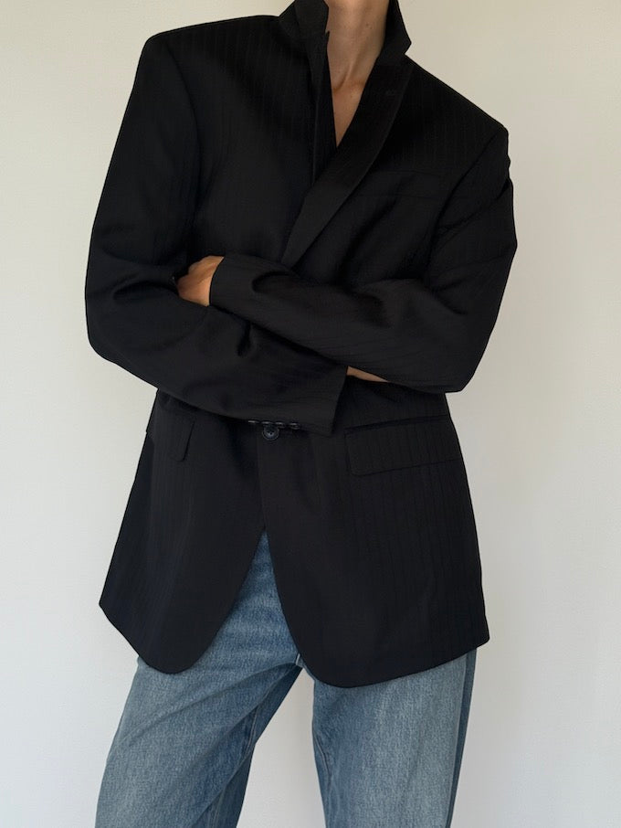 Vintage Striped Wool Blazer 5839