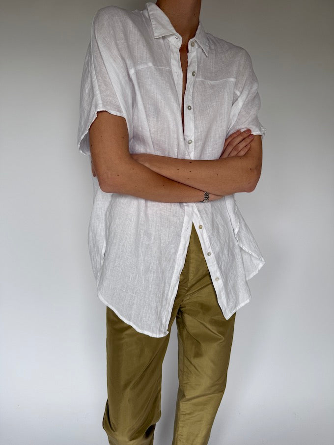 Vintage Short Sleeve Top In Linen 5790
