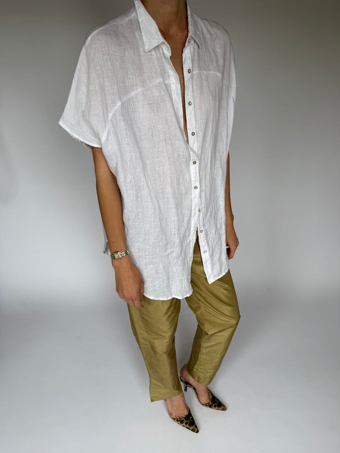 Vintage Short Sleeve Top In Linen 5790