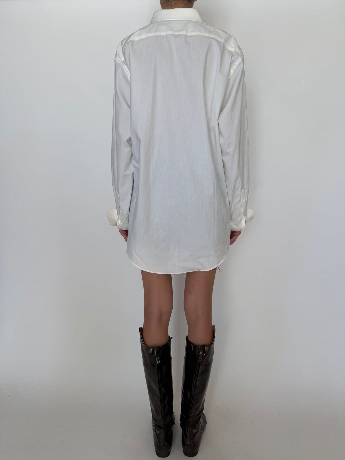 Vintage Oversized Button-Up Shirt White 7565