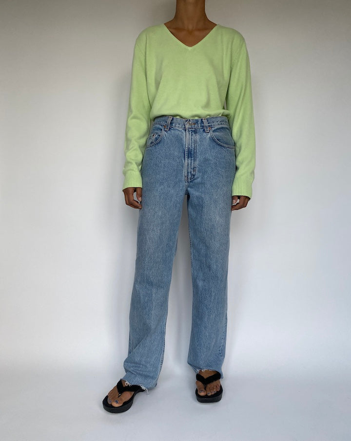 VINTAGE GREEN V-NECK SWEATER 2893