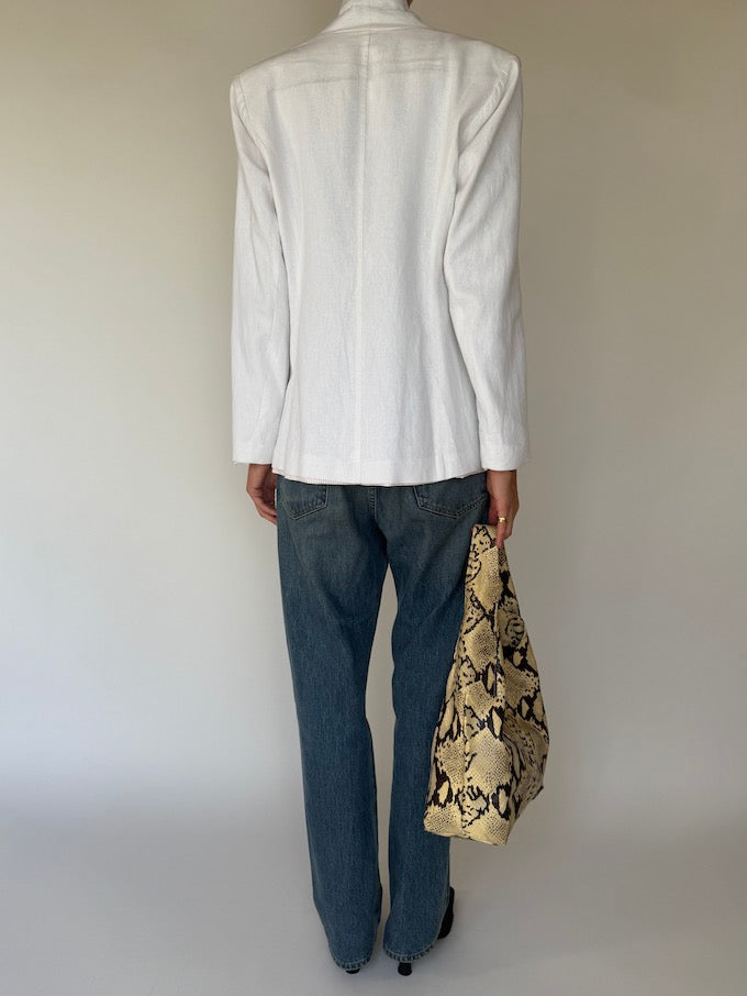 Vintage Linen Blend Blazer White 5928