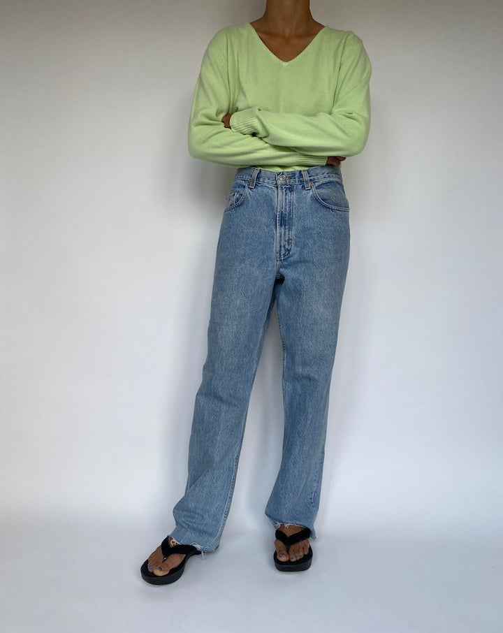 VINTAGE GREEN V-NECK SWEATER 2893