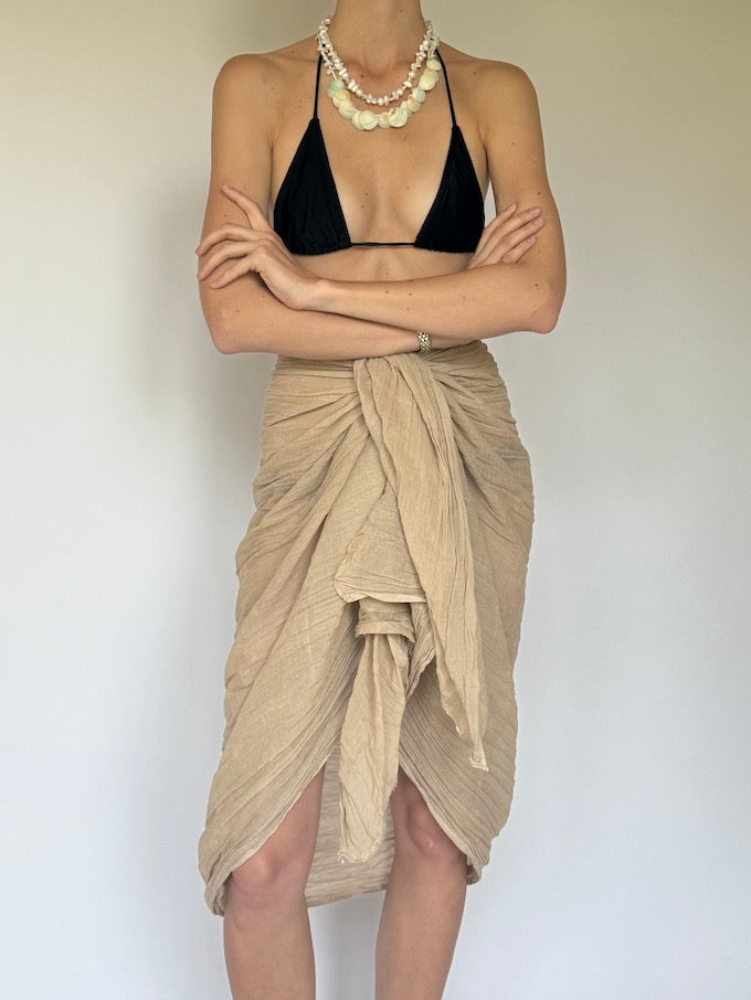 VINTAGE Beach SARONG IN BEIGE TONES 6279