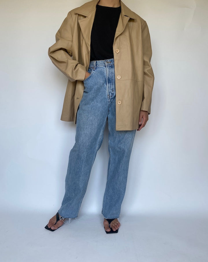 VINTAGE BEIGE LEATHER JACKET 3412
