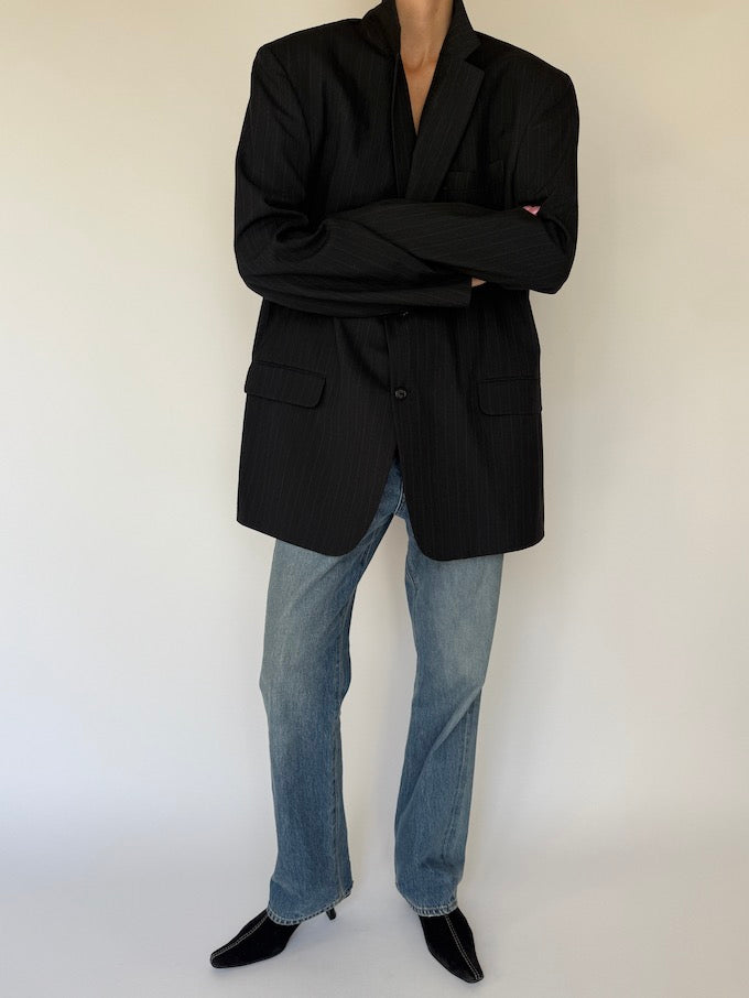 Vintage Oversized Pinstripe Wool-Blended Blazer 5699
