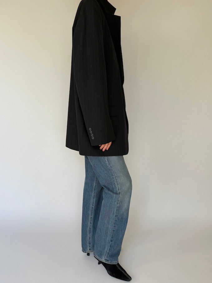 Vintage Oversized Pinstripe Wool-Blended Blazer 5699