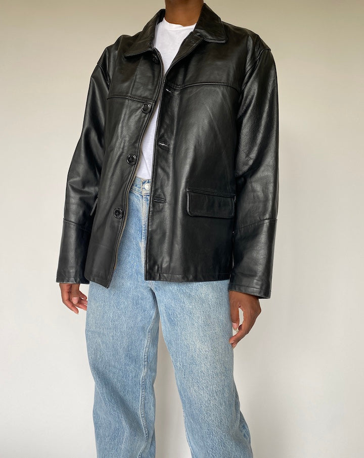 VINTAGE BLACK LEATHER JACKET 3823