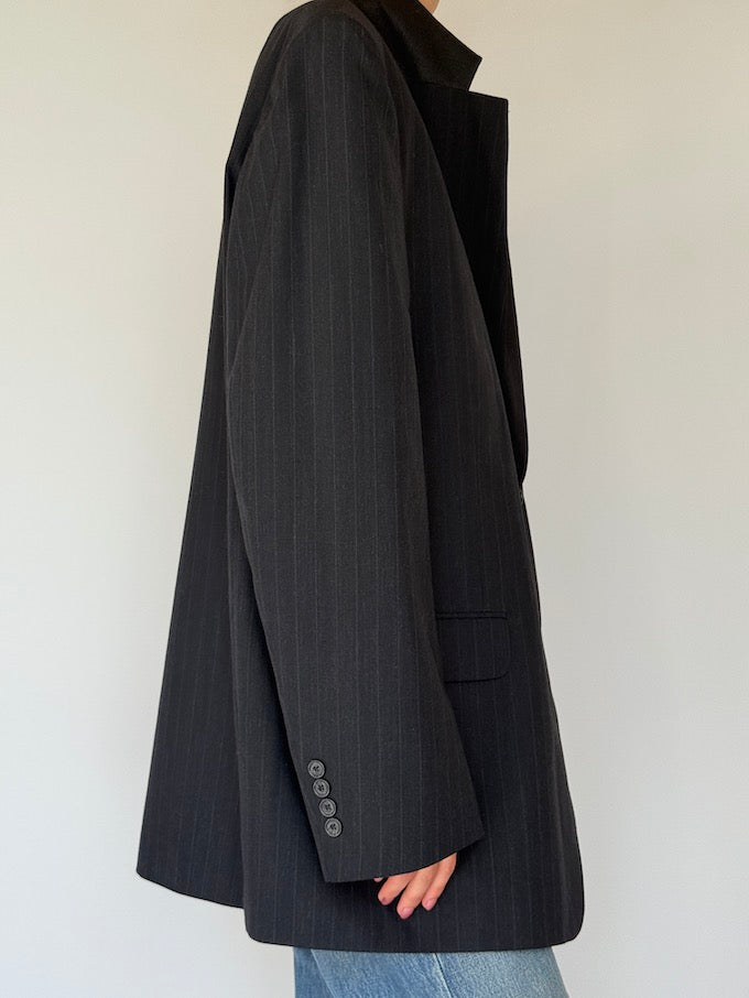 Vintage Oversized Pinstripe Wool-Blended Blazer 5699