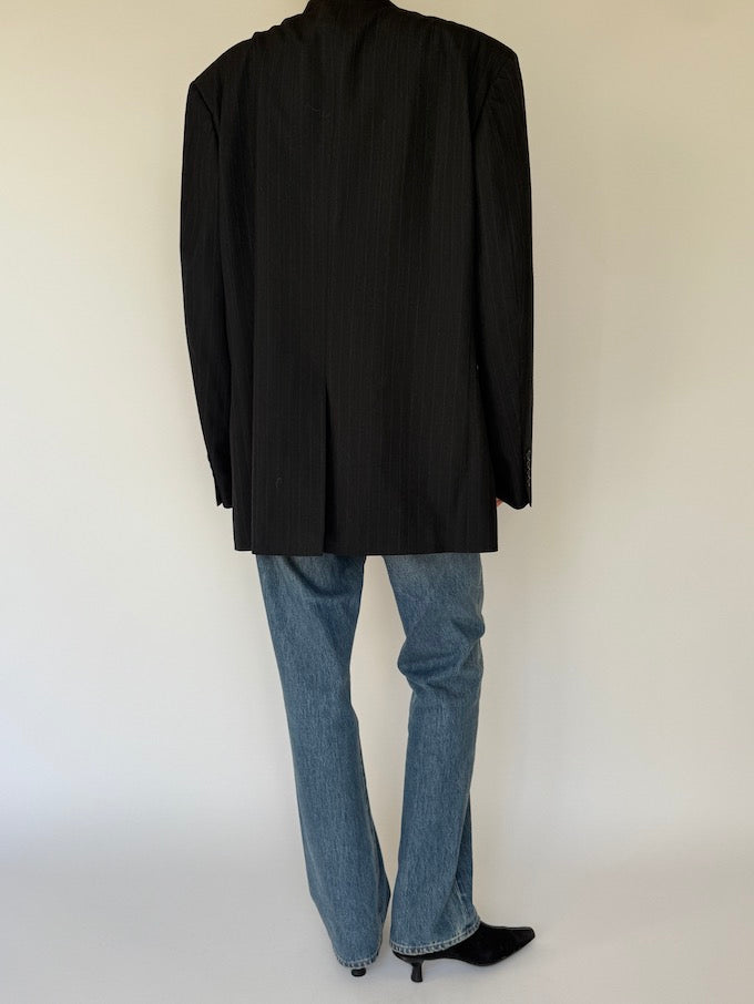 Vintage Oversized Pinstripe Wool-Blended Blazer 5699