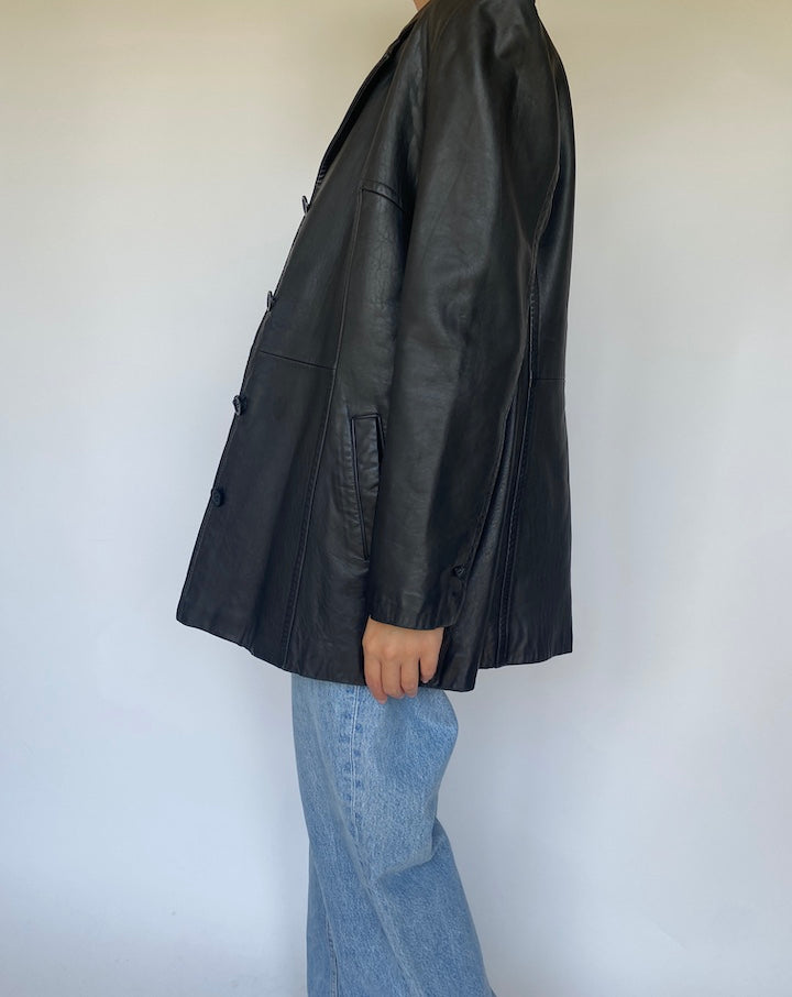 VINTAGE BLACK LEATHER JACKET 3414