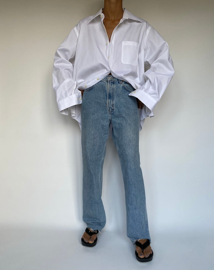 VINTAGE WHITE BUTTON DOWN LONG SLEEVE SHIRT 22899