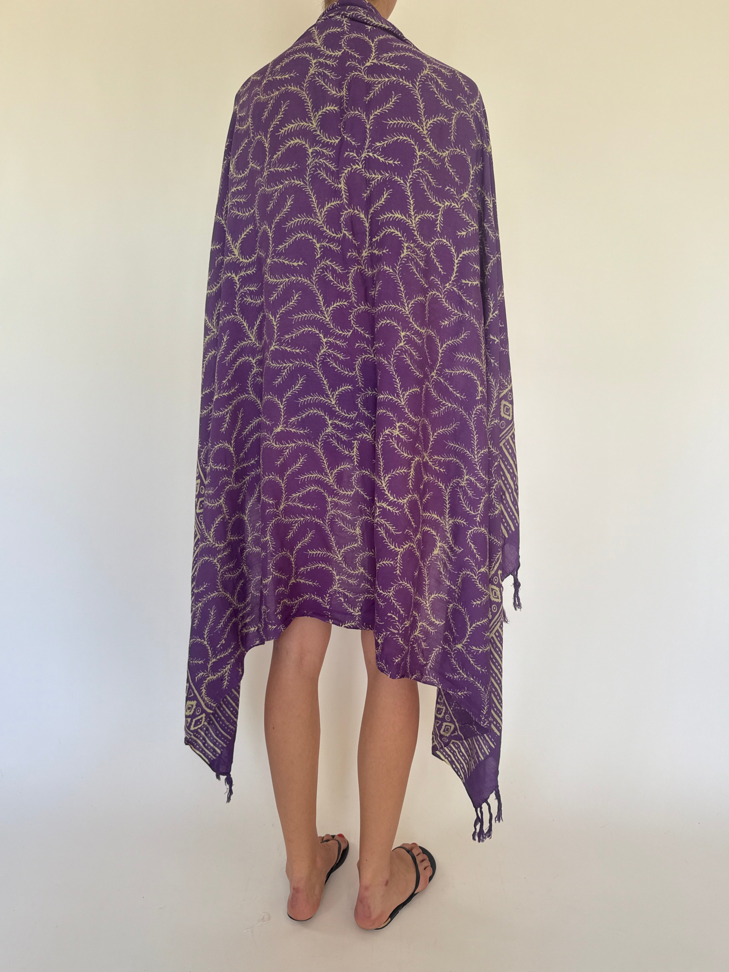 Vintage purple printed sarong back view