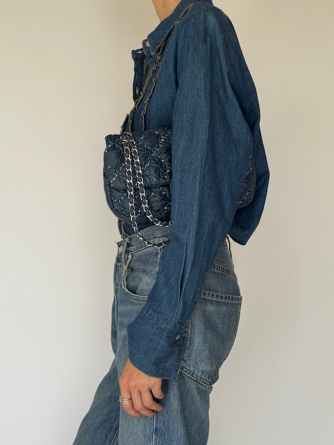 Vintage western-inspired ruffled denim shirt 6336