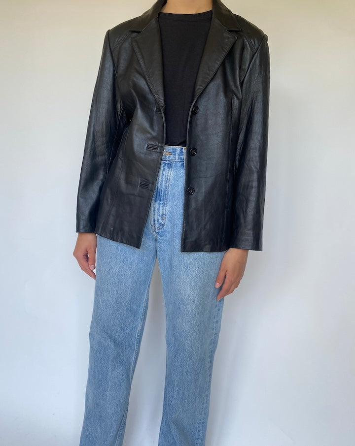 VINTAGE BLACK LEATHER JACKET 3418
