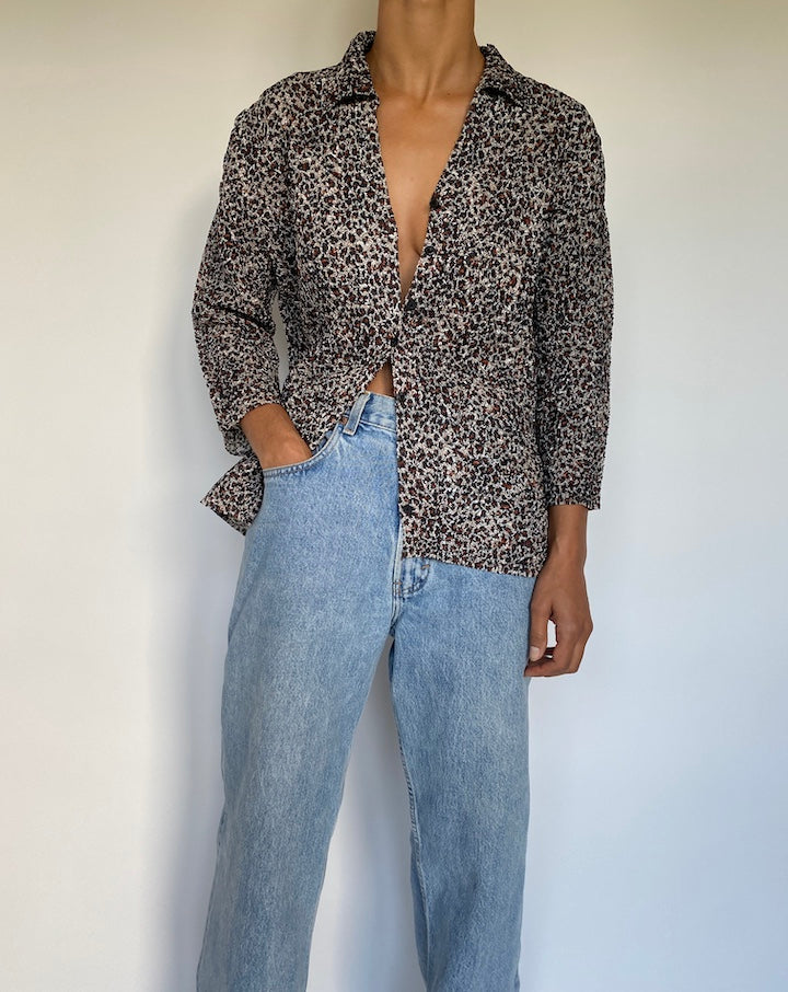 VINTAGE ANIMAL PRINTED BLOUSE 29055