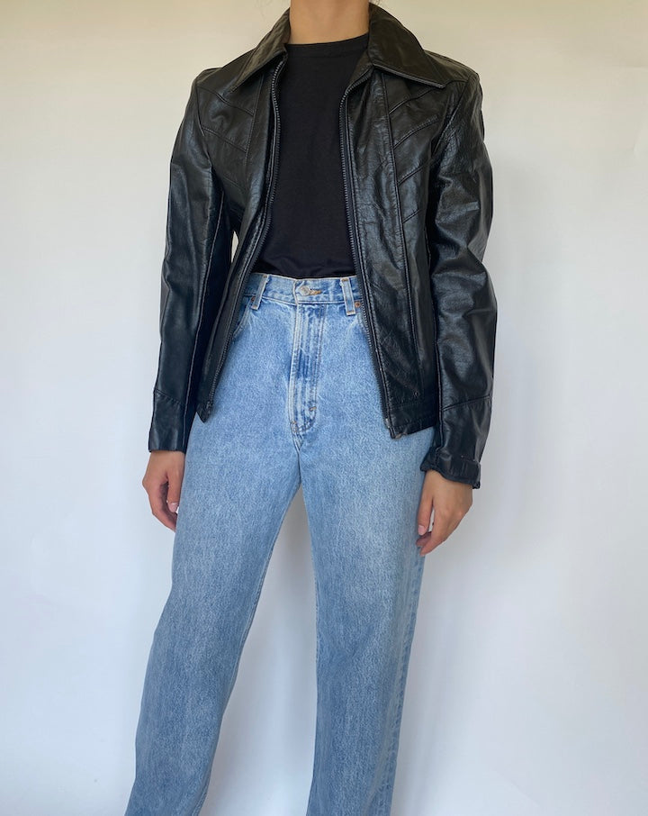 VINTAGE BLACK LEATHER JACKET 3422