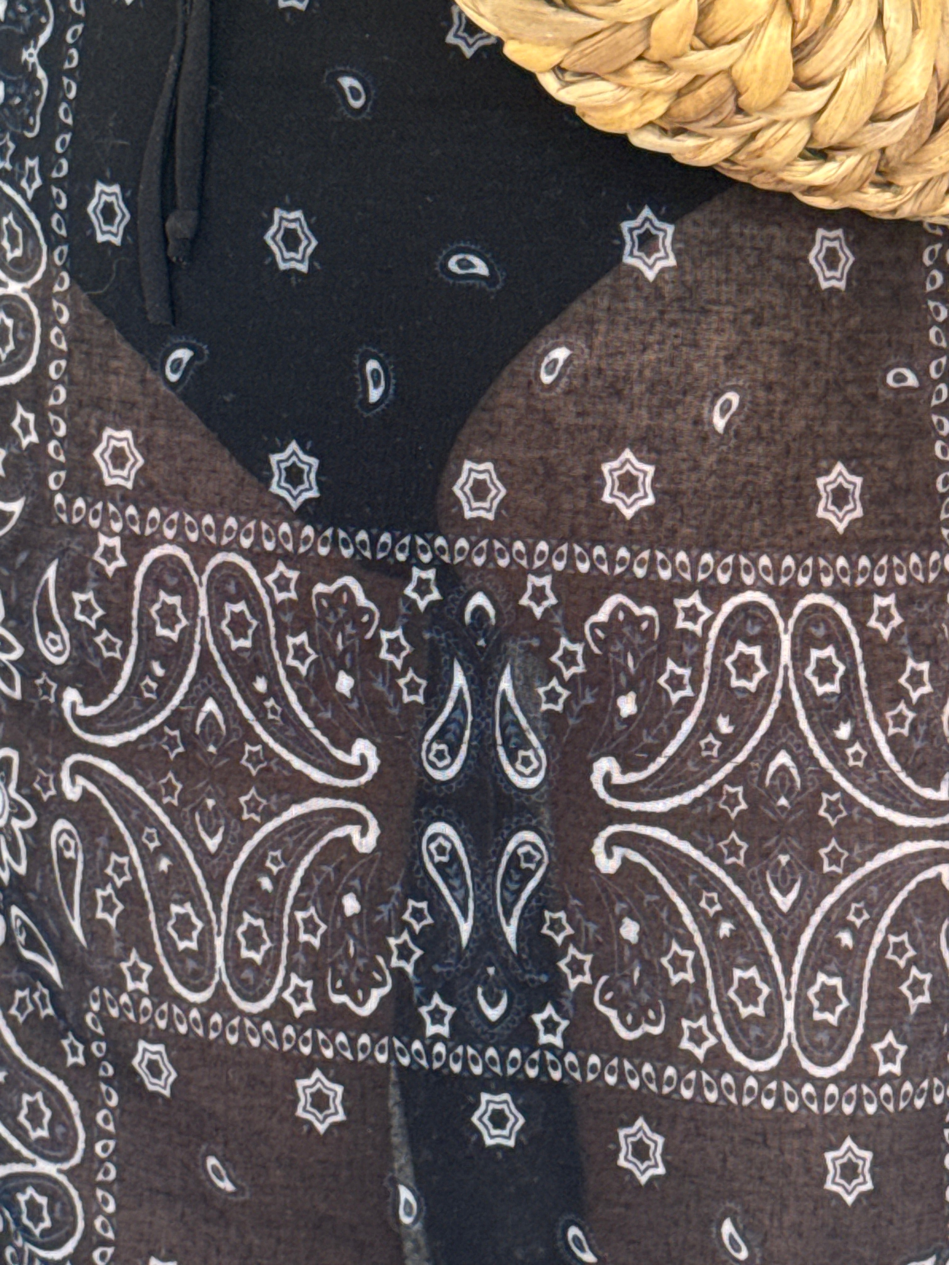 Vintage black sheer paisley sarong back view