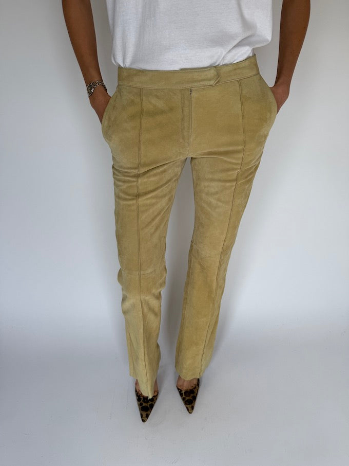 Vintage Suede Leather Pants Sand 6449