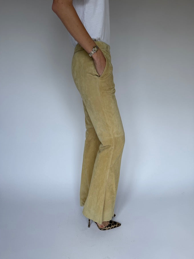 Vintage Suede Leather Pants Sand 6449
