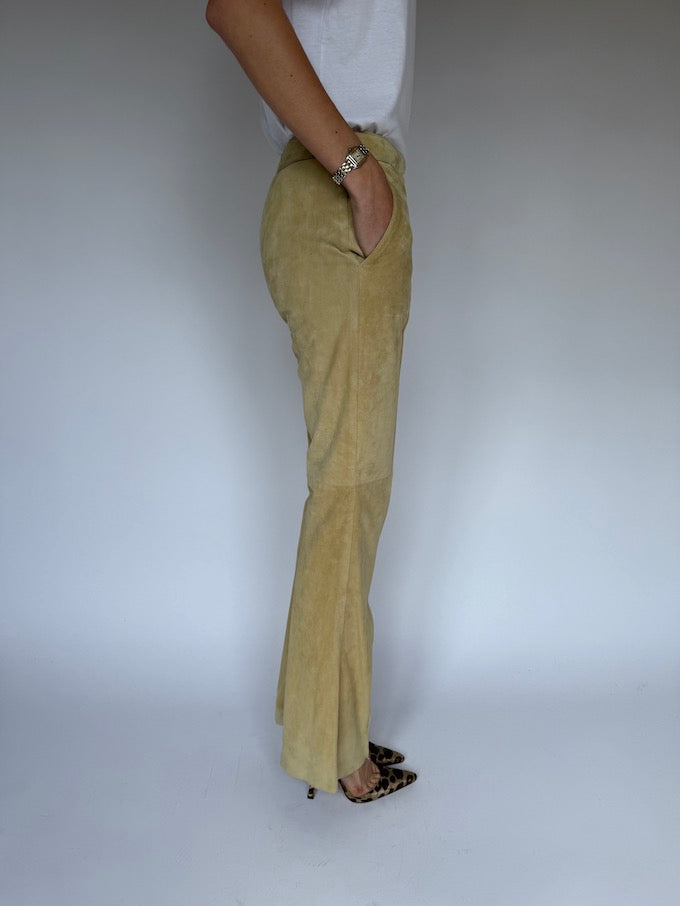 Vintage Suede Leather Pants Sand 6449