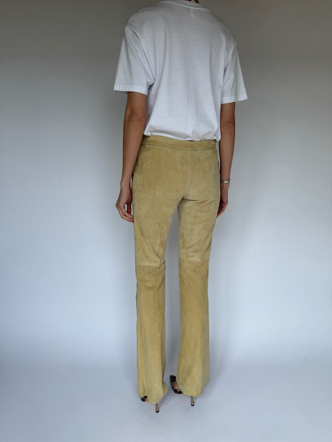 Vintage Suede Leather Pants Sand 6449