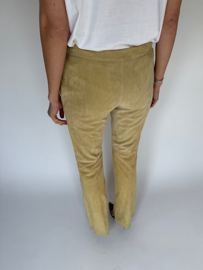 Vintage Suede Leather Pants Sand 6449