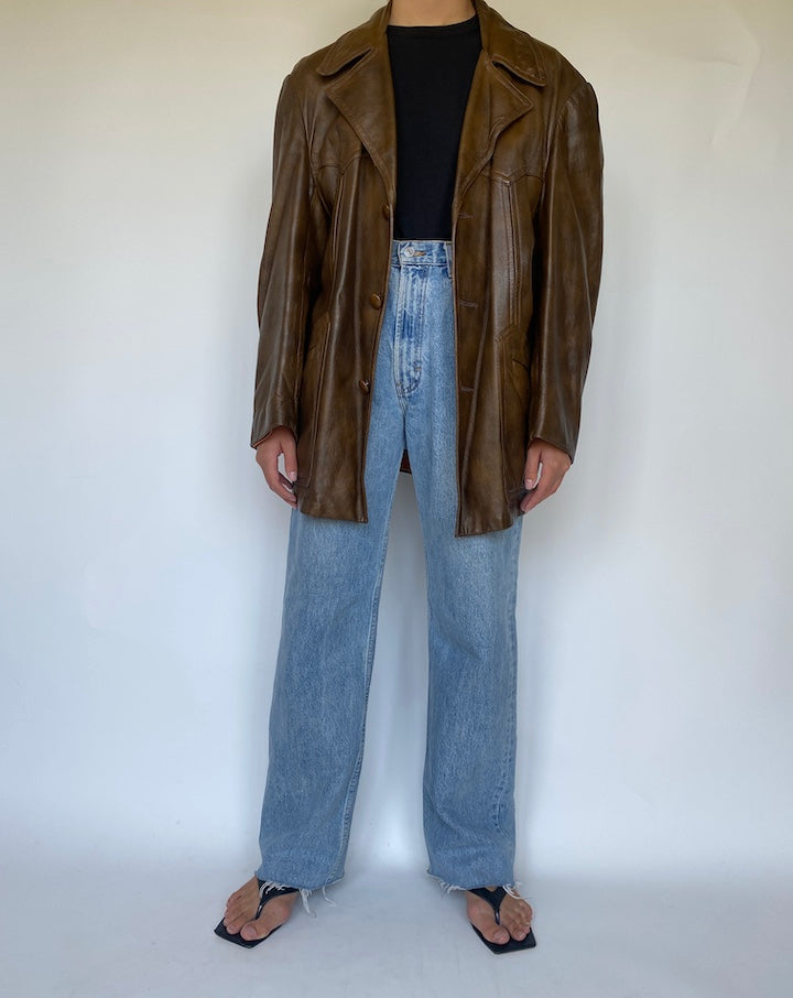 VINTAGE BROWN LEATHER JACKET 3426
