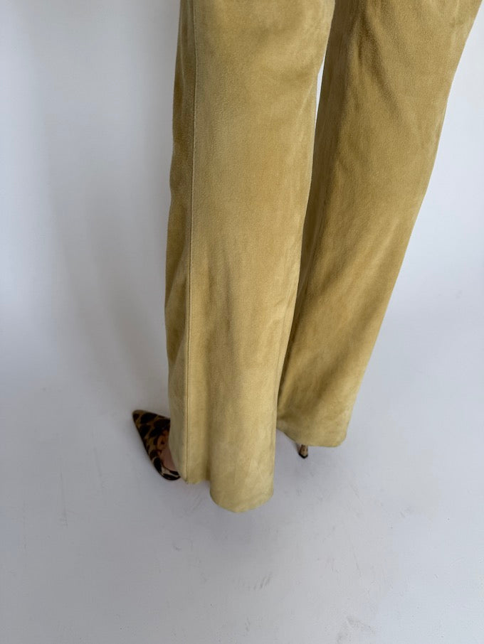 Vintage Suede Leather Pants Sand 6449
