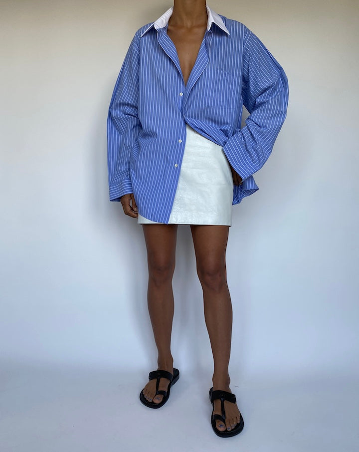 VINTAGE BLUE STRIPED BUTTON DOWN LONG SLEEVE SHIRT 2912