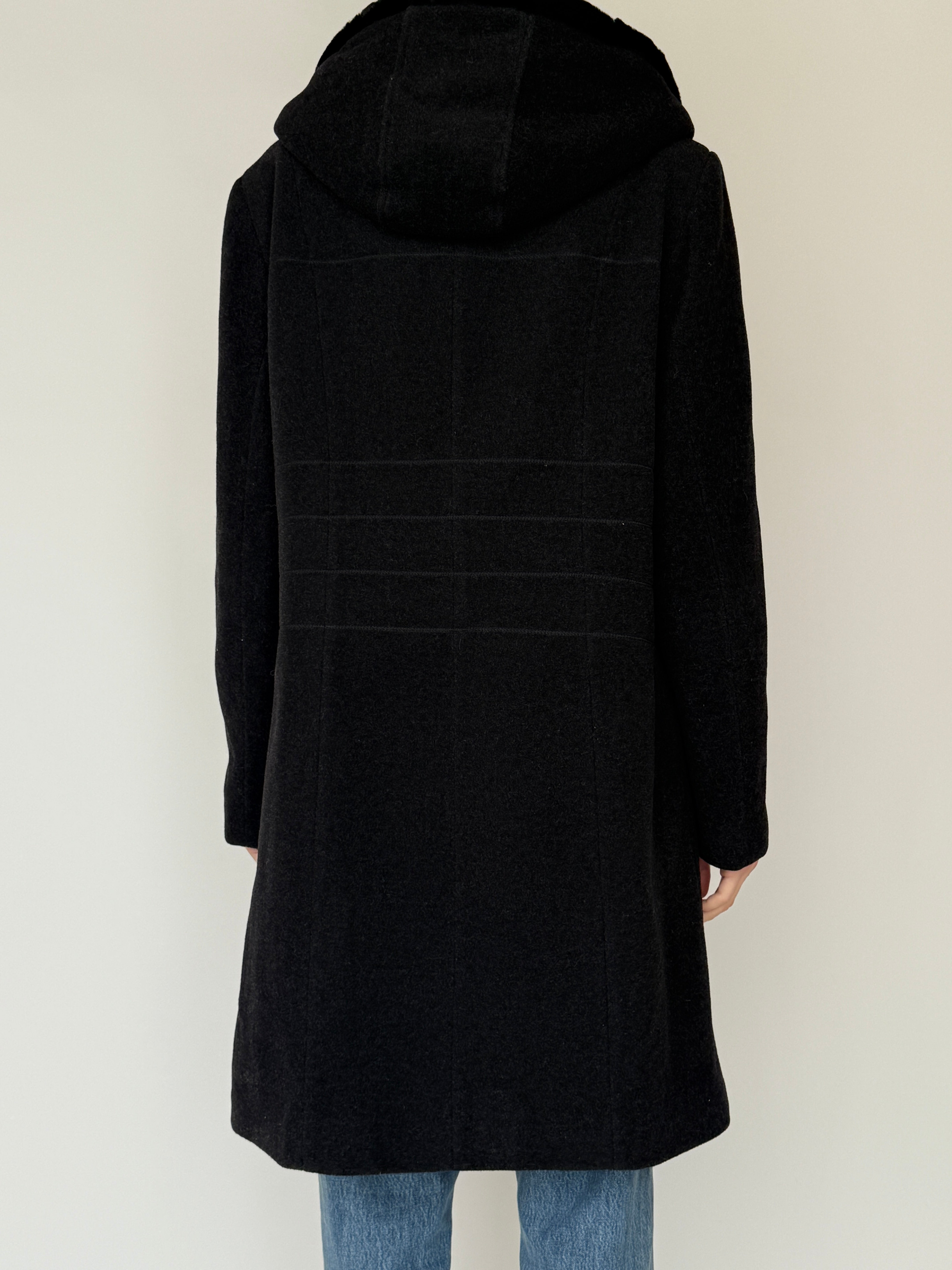Vintage grey wool coat back view