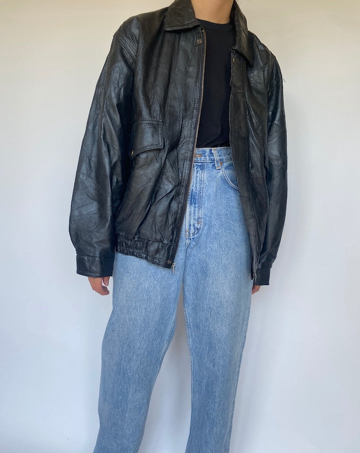 VINTAGE BLACK LEATHER JACKET 3431