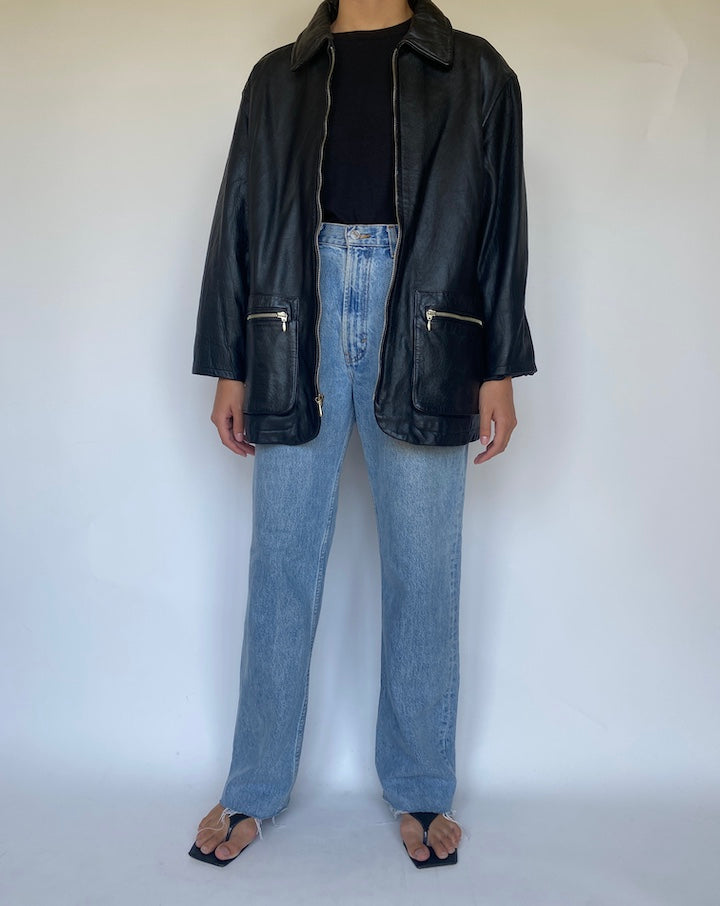 VINTAGE BLACK LEATHER JACKET 3432