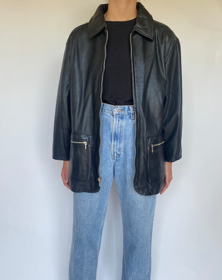 VINTAGE BLACK LEATHER JACKET 3432