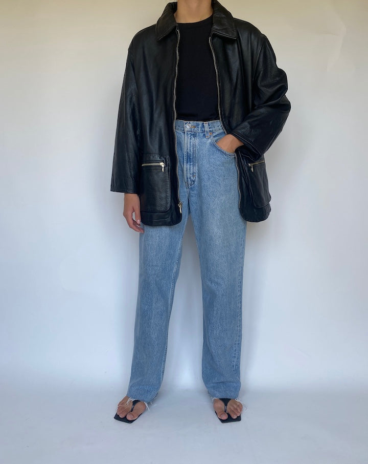 VINTAGE BLACK LEATHER JACKET 3432