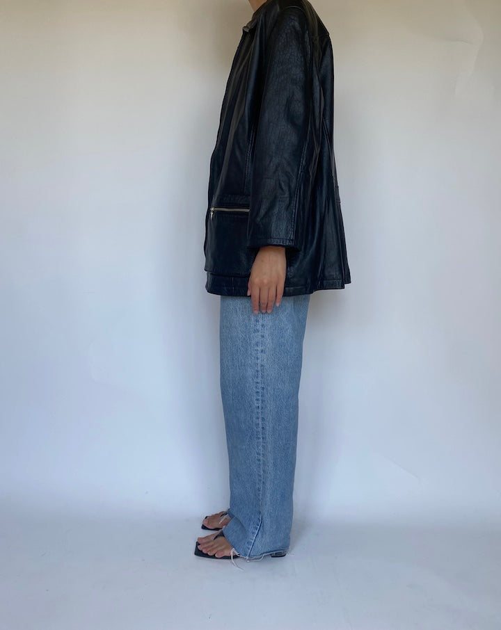 VINTAGE BLACK LEATHER JACKET 3432