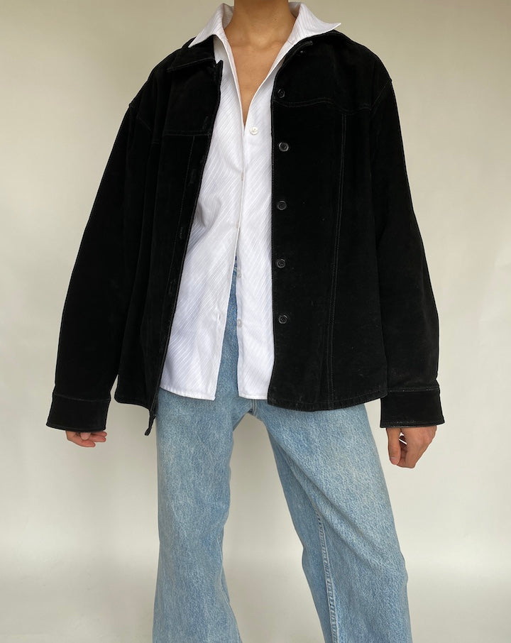VINTAGE BLACK SUEDE JACKET 662