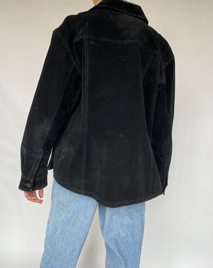 VINTAGE BLACK SUEDE JACKET 662