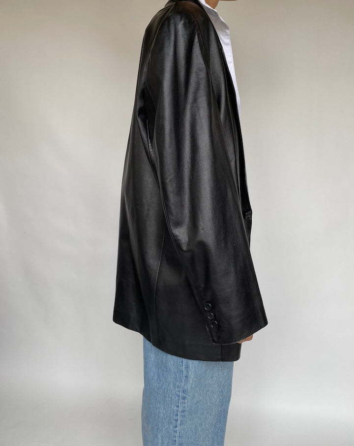 VINTAGE OVERSIZED BLACK BLAZER JACKET 667