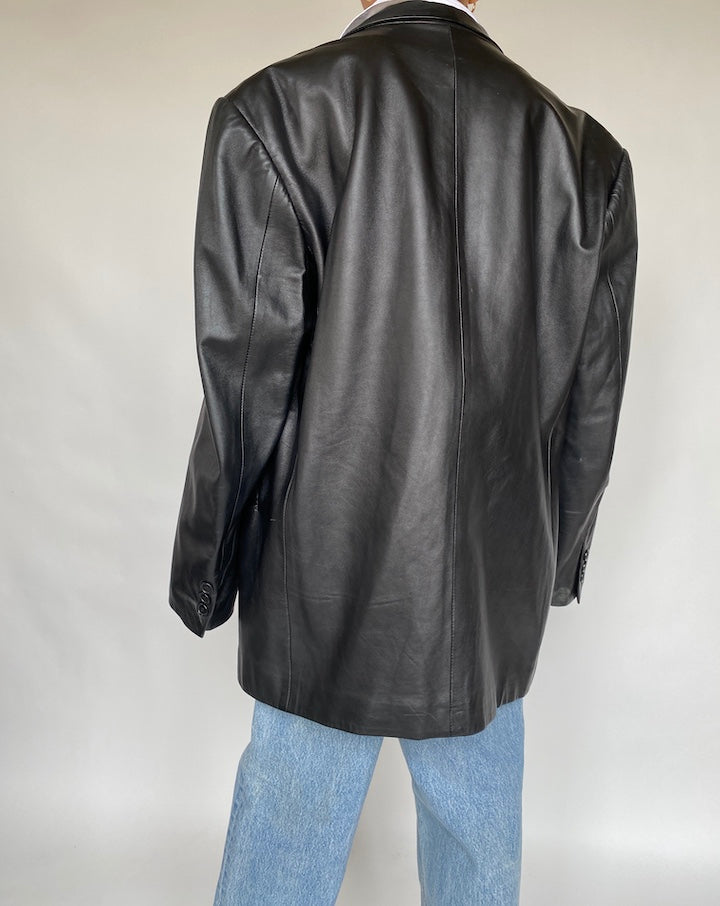 VINTAGE OVERSIZED BLACK BLAZER JACKET 667