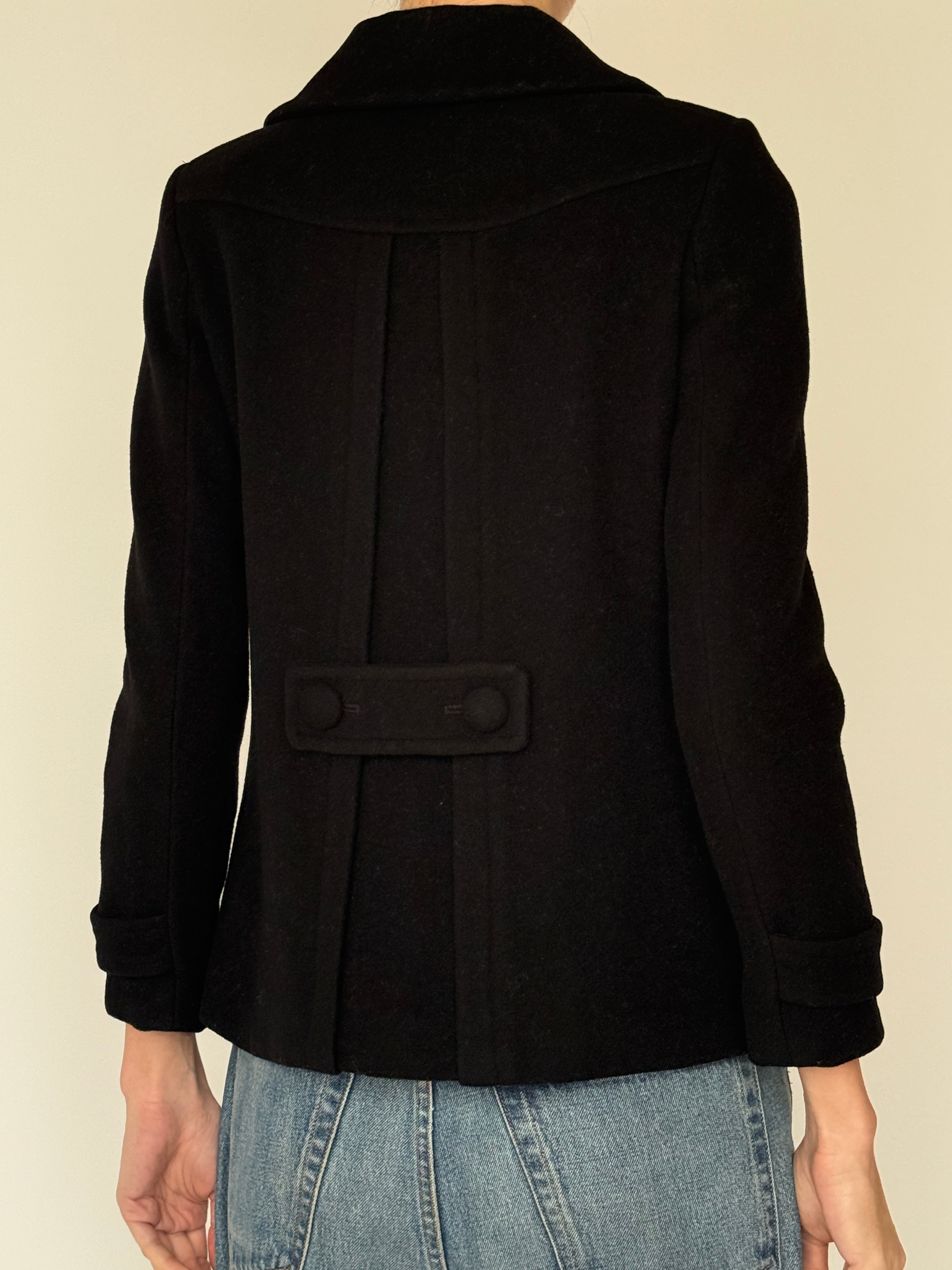 Vintage black sculpted jacket back view shaped waist