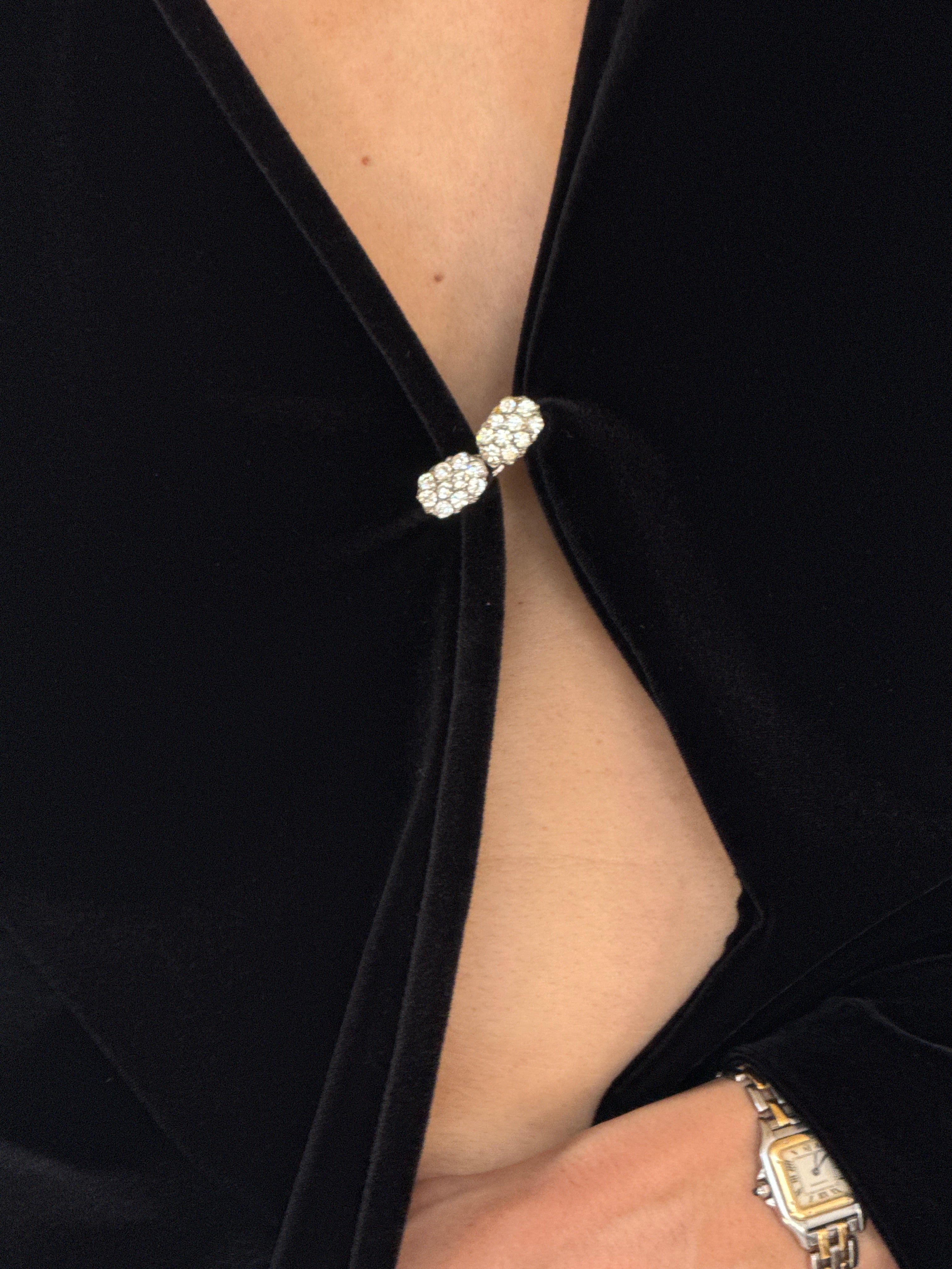 Vintage black velvet hook closure top rhinestone clasp detail