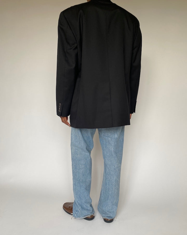VINTAGE OVERSIZED BLACK WOOL BLAZER 3846