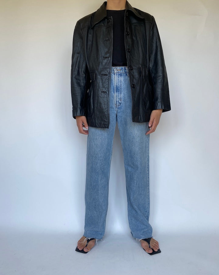 VINTAGE BLACK LEATHER JACKET 3444
