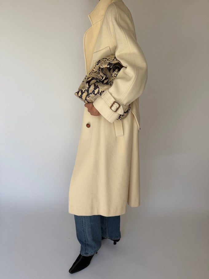 Vintage Slight Oversized Wool Coat Cream 6146