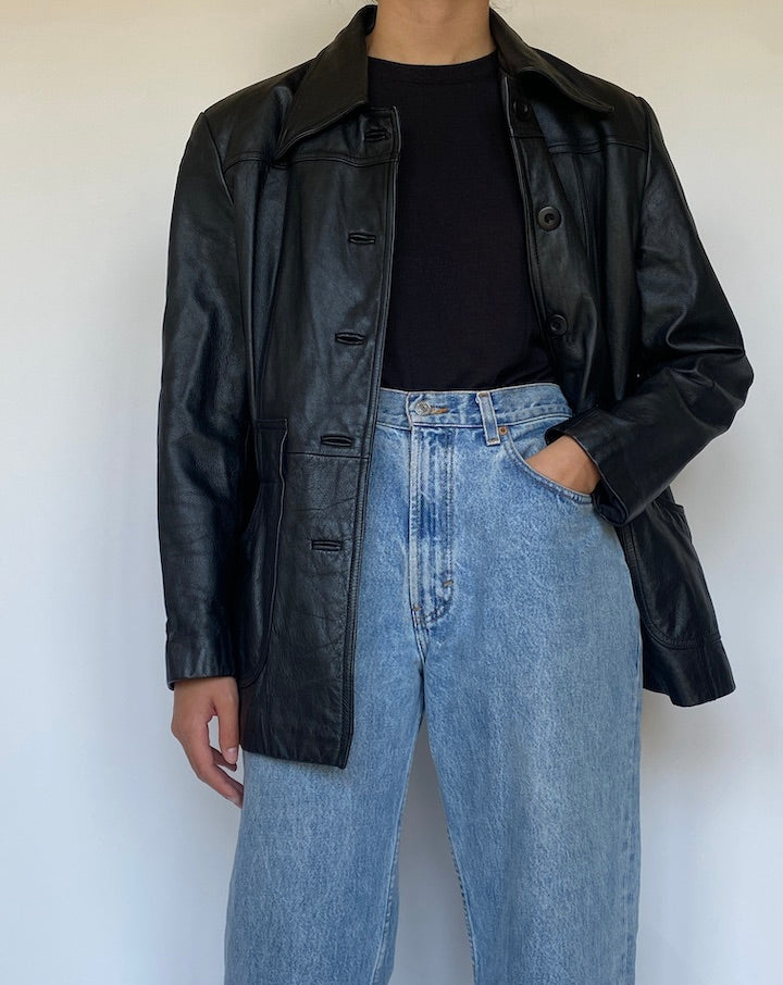 VINTAGE BLACK LEATHER JACKET 3444