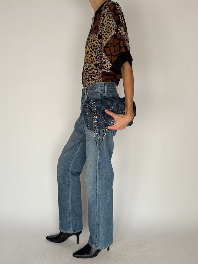 Vintage animal print patchwork tunic dress 6258