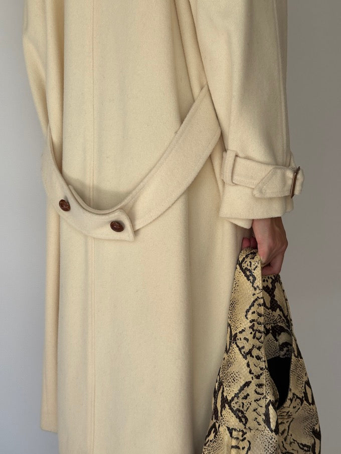 Vintage Slight Oversized Wool Coat Cream 6146