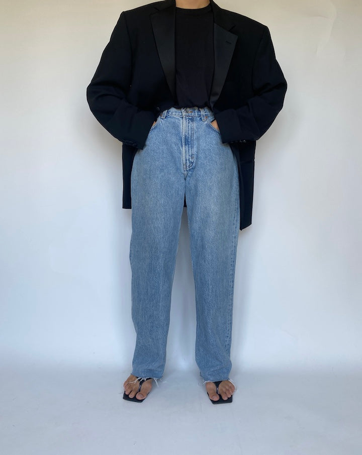 VINTAGE OVERSIZED BLACK WOOL BLAZER 3447