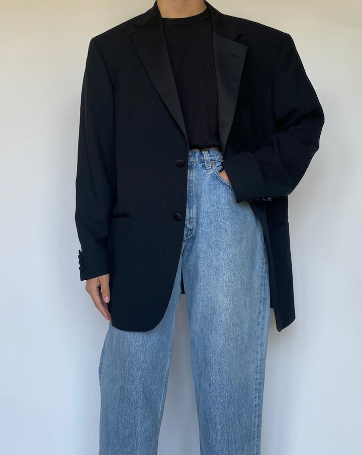 VINTAGE OVERSIZED BLACK WOOL BLAZER 3447